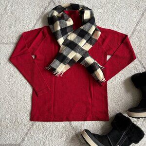 Classiques Entier 100% Merino Wool Mock Neck Sweater Cherry Red sz S